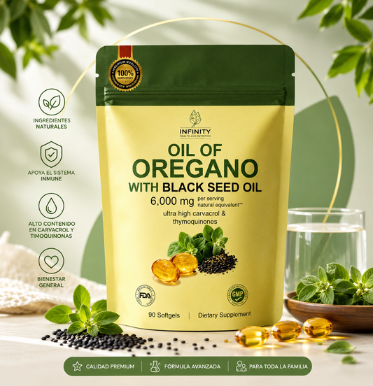 Aceite de orégano + Aceite de semilla negra6,000 MG
